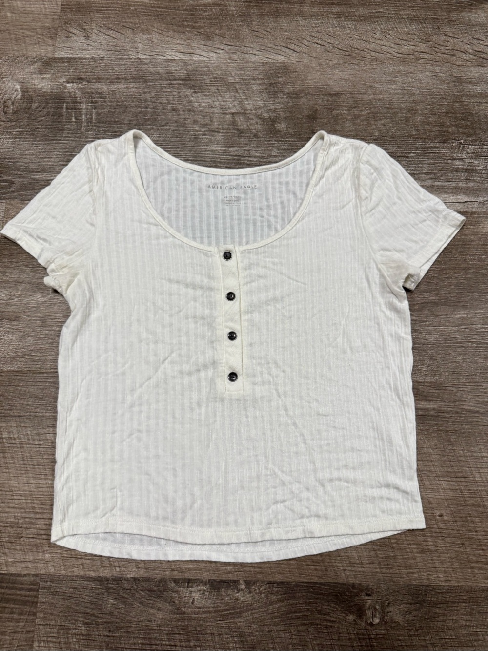 American Eagle White Ribbed Short Sleeve Shirt Size XS